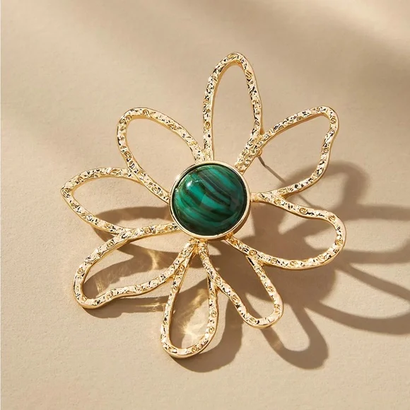 NWT Gold Wire Flower Earrings By Anthropologie - Picture 3 of 3